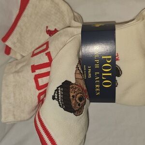 Polo Ralph Lauren Women's 3-Pack Colorado Bear Socks New
